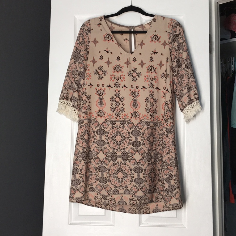 Nude colored dress with patterns!